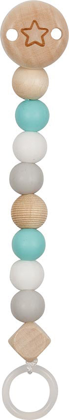 Stervormige fopspeenketting, hout en silicone, turkoois, Goki