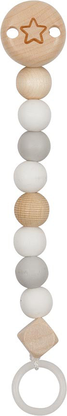 Stervormige fopspeenketting, hout en silicone, grijs/wit, Goki