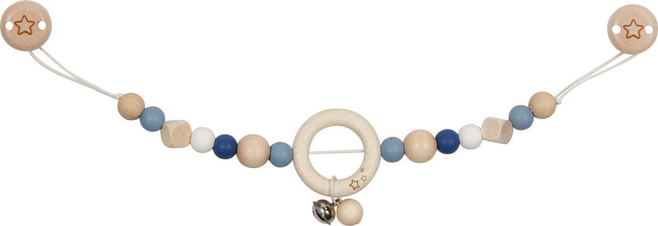 Kinderwagenspanner van hout en silicone, blauw hart-ontwerp, Goki