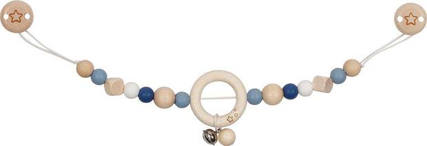 Kinderwagenspanner van hout en silicone, blauw hart-ontwerp, Goki