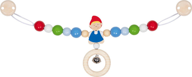 Houten kinderwagenspanner met jongensfiguren, Goki