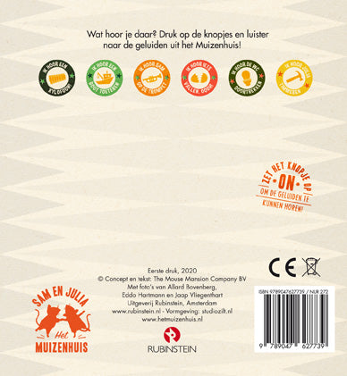 Boek Wat hoor je daar?, Sam & Julia, achterkant